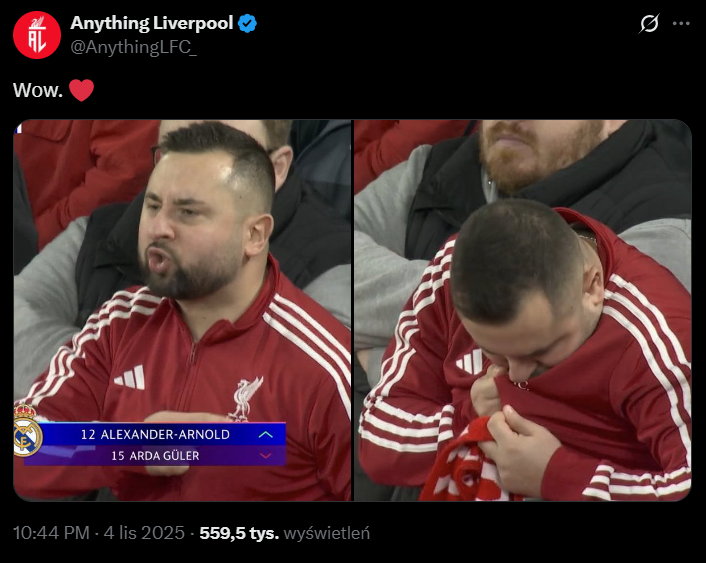 ZACHOWANIE kibice Liverpoolu przy WEJŚCIU NA BOISKO Trenta Alexandra-Arnolda O.o